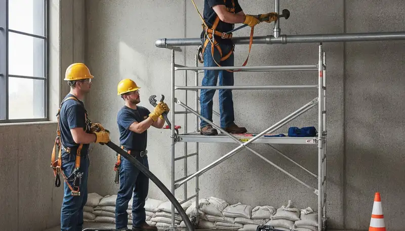 Emergency plumber repairing burst pipe in Baltimore, MD home