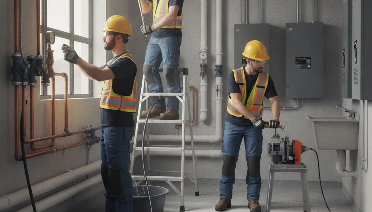 Emergency plumber repairing a burst pipe in Baltimore, MD for fast home leak response