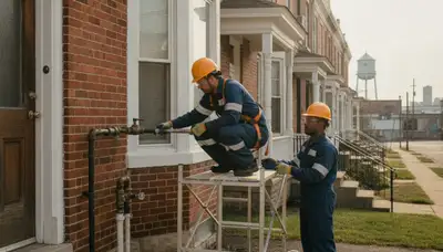 Baltimore, MD plumber repairing a residential pipe for local plumbing service