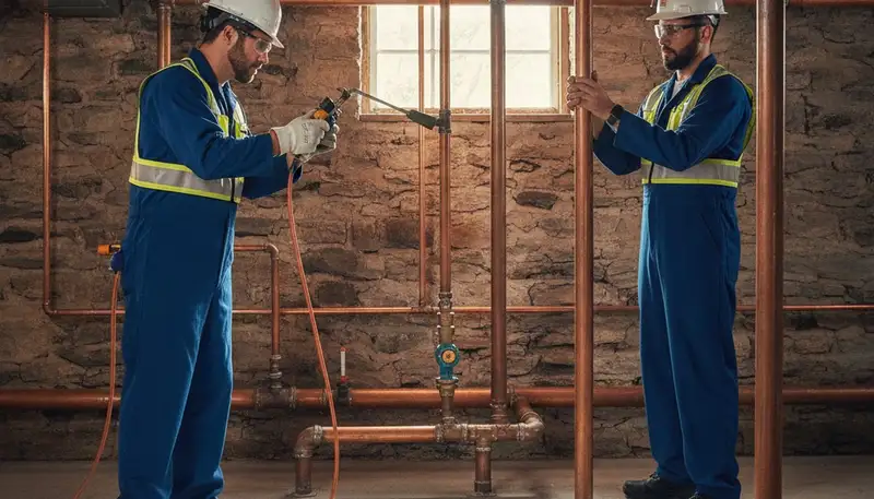Baltimore, MD plumber repairing a leaking pipe for residential plumbing service