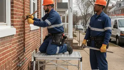 Baltimore MD plumber repairing a leaky pipe for residential plumbing service