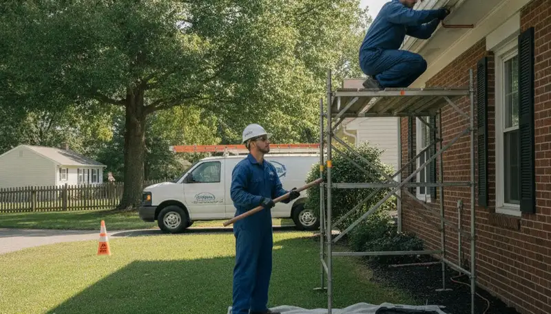 Baltimore, MD plumber repairing a leak for a residential plumbing service