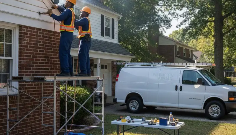 Plumber repairing a pipe in Baltimore, MD for residential plumbing service