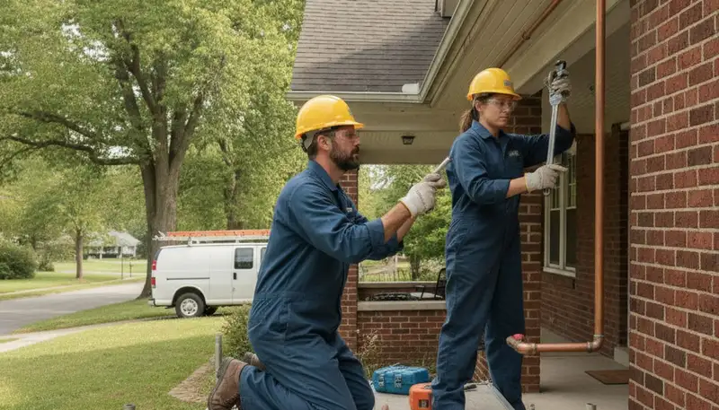 Baltimore, MD plumber repairing a leaking pipe for residential plumbing service