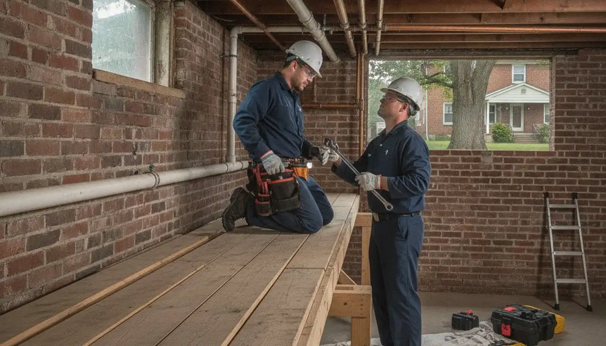 Baltimore, MD plumber repairing a residential leak for professional plumbing service
