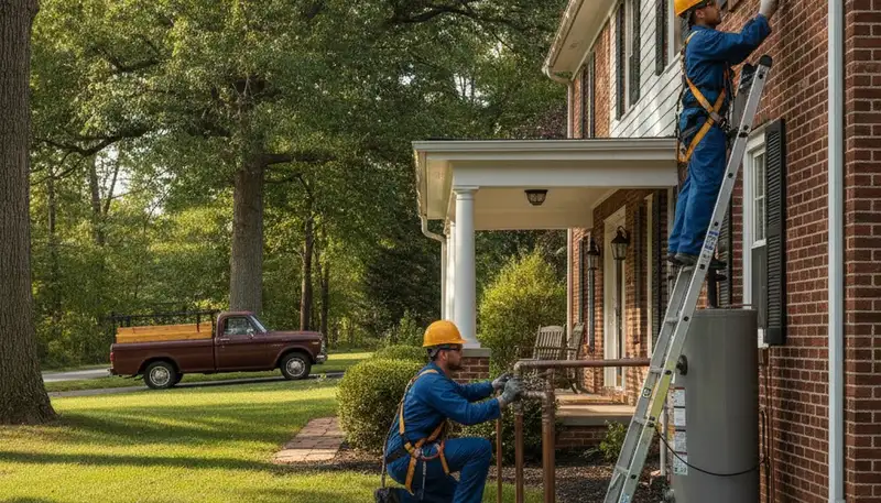 Baltimore, MD plumber repairing a leaking pipe for residential plumbing service