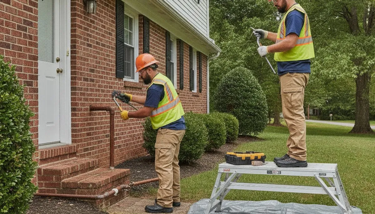 Baltimore, MD plumber repairing a residential pipe for fast plumbing service