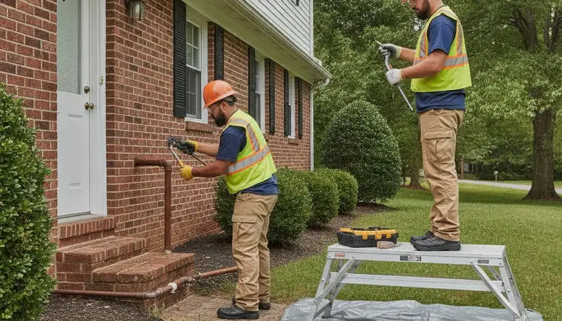 Baltimore, MD plumber repairing a residential pipe for fast plumbing service