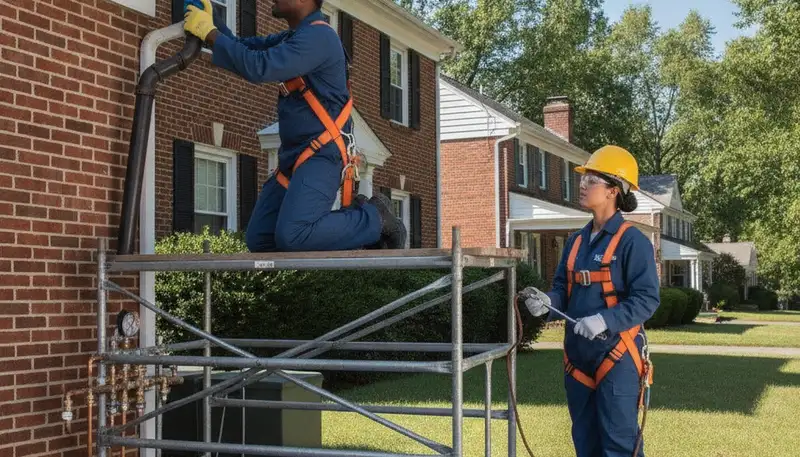 Baltimore, MD plumber repairing a leak for a plumbing service call