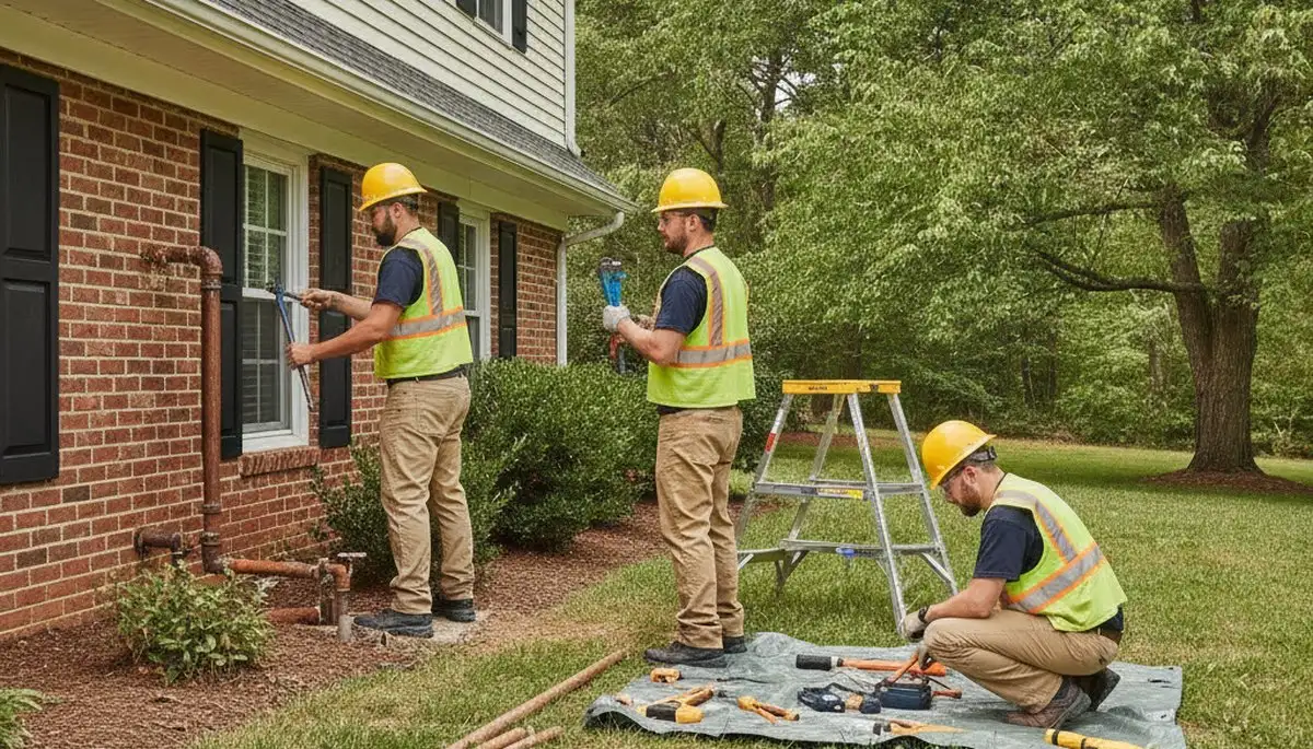 Baltimore, MD plumber repairing a residential pipe for plumbing service