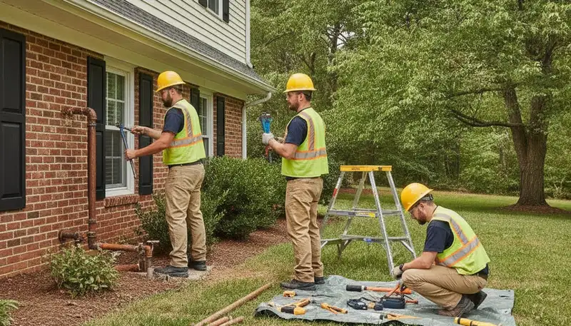 Baltimore, MD plumber repairing a residential pipe for plumbing service