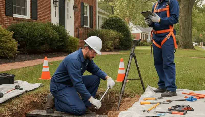 Baltimore, MD plumber repairing a leaking pipe for residential plumbing service