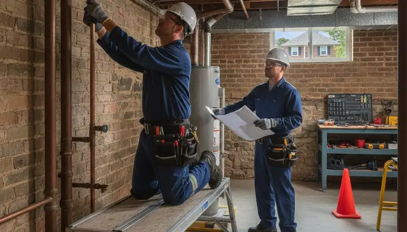 Baltimore, MD plumber repairing plumbing system for residential and commercial service