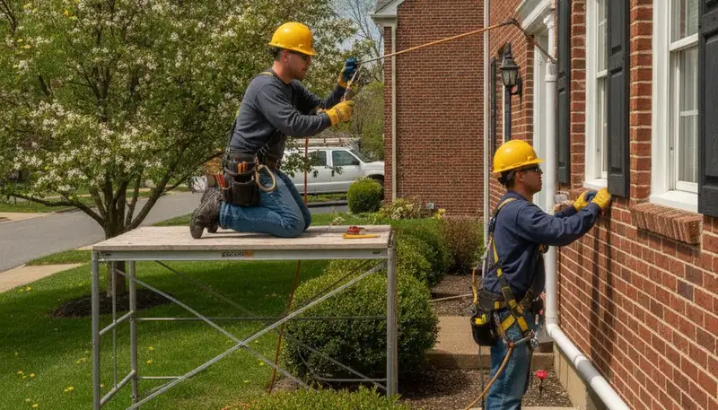 Baltimore, MD plumber inspecting a residential plumbing repair for leak service