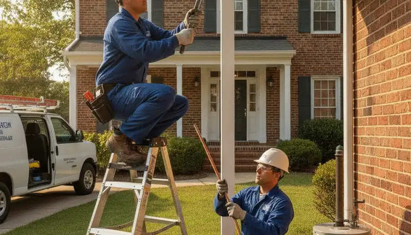 Baltimore, MD plumber repairing a leak for a plumbing service call