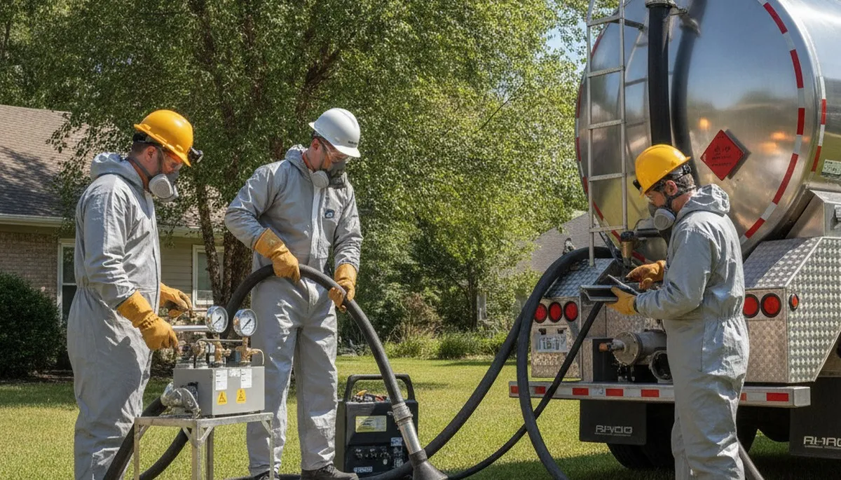 Baltimore, MD plumber cleaning a septic tank for reliable home sewer maintenance