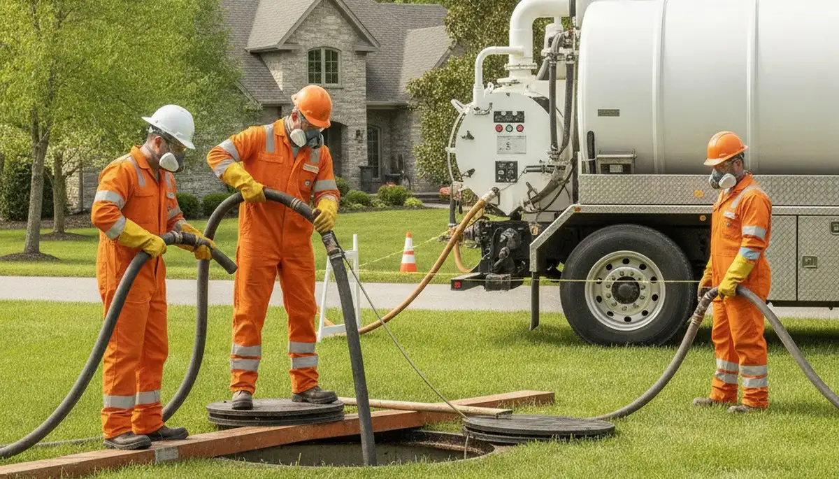 Septic tank cleaning service truck for Baltimore, MD homes by On Call Plumbers