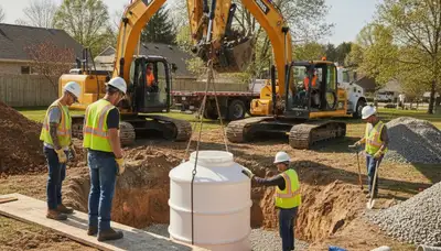 Baltimore, MD plumbers installing septic tank system for residential plumbing service