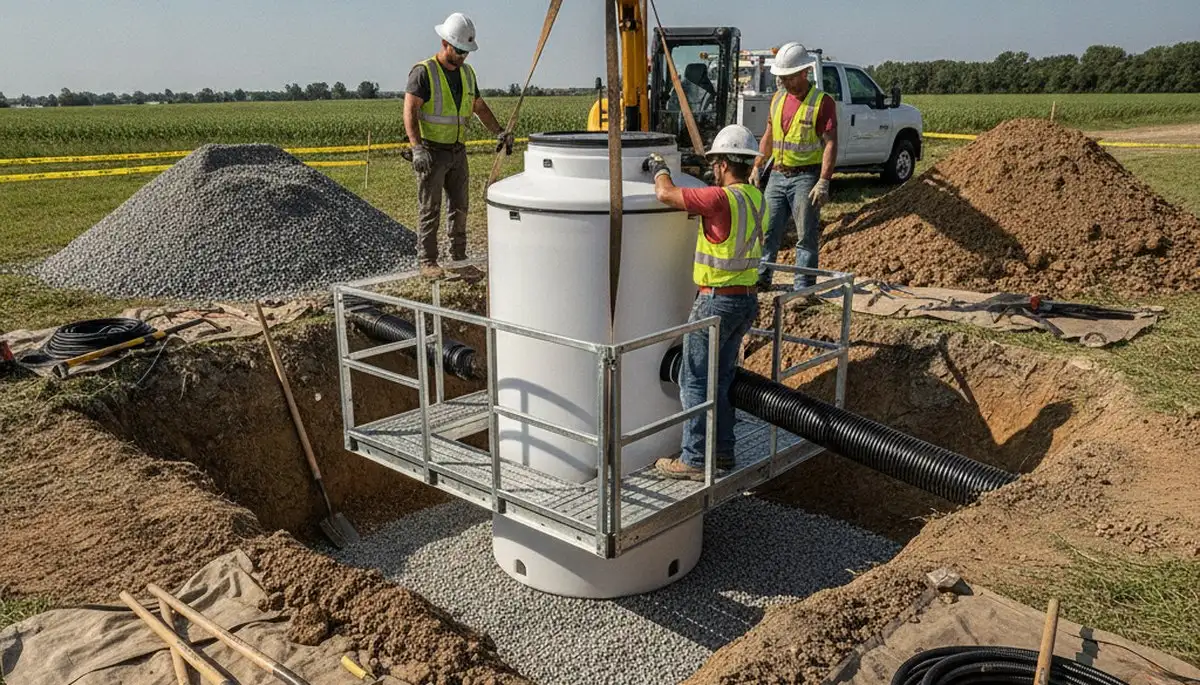 Septic tank installation by Baltimore, MD plumbers for residential plumbing service