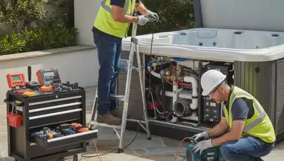 Baltimore, MD plumber repairing a home spa for fast, reliable plumbing service