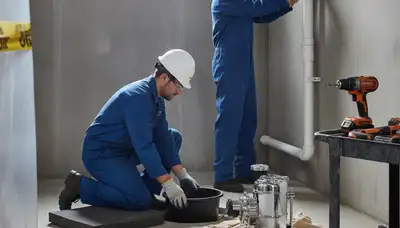 Baltimore, MD plumber installing a sump pump to protect homes from water damage