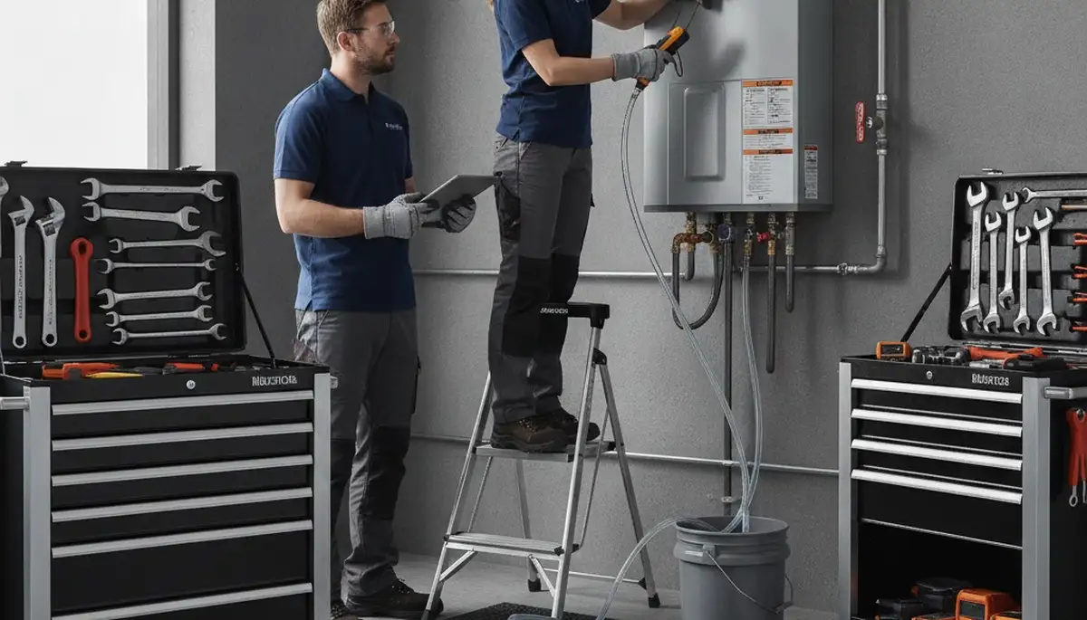 Baltimore, MD plumber installing tankless water heater for residential repair service