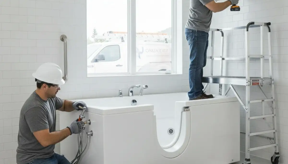 Walk-in tub installation for Baltimore, MD homeowners by On Call Plumbers