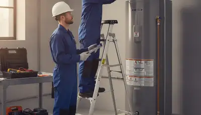 Baltimore, MD plumber repairing a water heater for same-day home service
