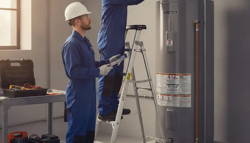 Baltimore, MD plumber repairing a water heater for same-day home service
